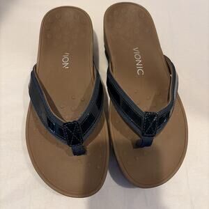 Vionic Pacific High Tide Metallic Sandals Womens 10 Navy Platform NEW -READ